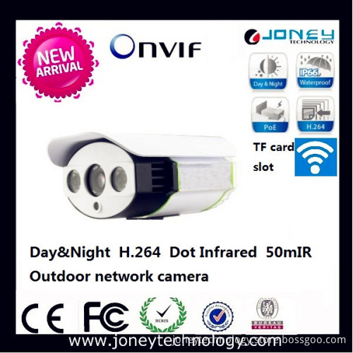 2MP H. 264 DOT Infrared Outdoor Network IP Camera Poe WiFi Optional TF Card Slot Audio&Alarm